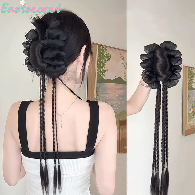 Claw Clip Messy Bun Hair Piece - Zwarte strik, halve haarclip, haarclip met