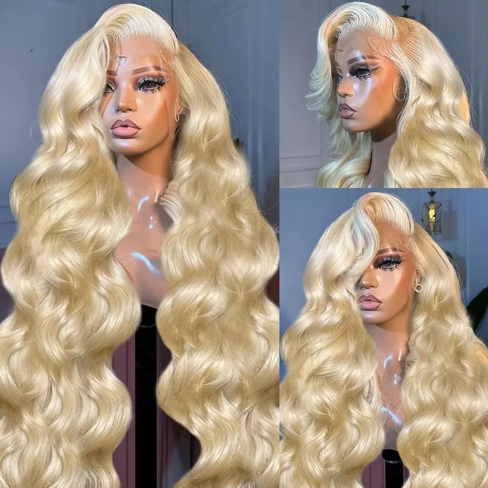 613 Blonde Body Wave Lace Front Wig - # 613 Haarstukken van echt haar,