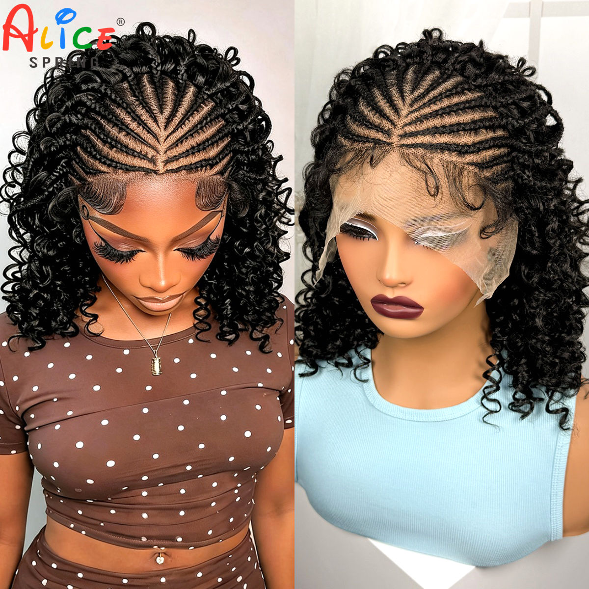 Synthetic Braided Wigs For Black Women - 16 inch natuurlijke cornrow gevlochten pruiken