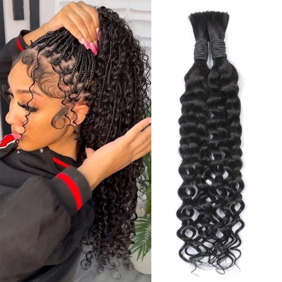 Water Wave Bulk Human Hair For Braiding - Boho Water Wave, echt menselijk haar