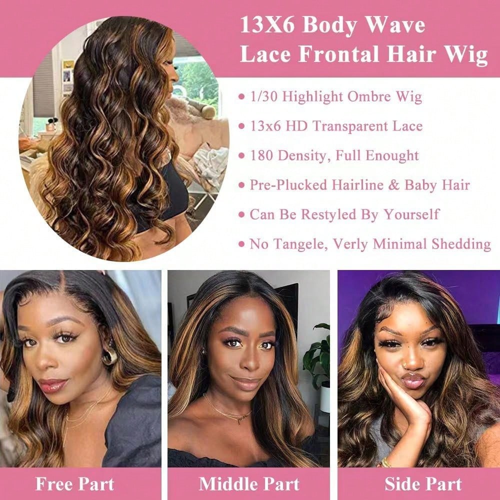 P1B30 Body Wave Highlight Ombr - Hd Lace Frontal Wig Human Hair Pre Plucked recensie en prijs