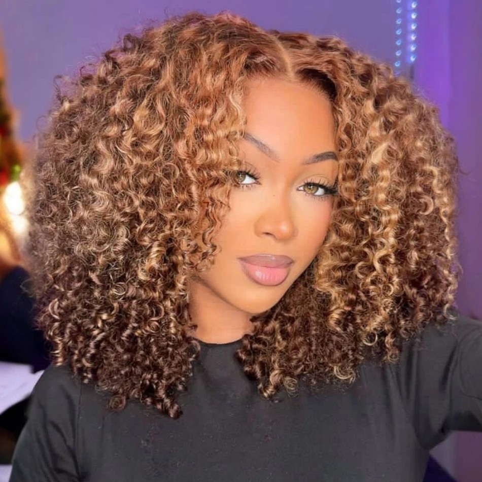 P4/27 Highlight Krullende Kort - Glueless Wear And Go Human Hair Wig recensie en prijs